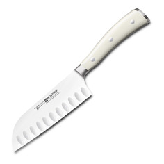 Нож кухонный Wuesthof Ikon Cream White Сантоку с углублениями на кромке 14 см