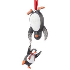 Елочная игрушка Пингвины черно-белая 14,4 см Без бренда