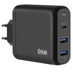 Сетевое зарядное устройство InterStep PD60W(USB-C) + 2*USB(24W), Black PD60W(USB-C) + 2*USB(24W), Black