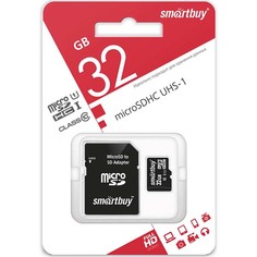 Карта памяти MicroSD Smartbuy 32GB Class 10 UHS-I SD-адапт. (SB32GBSDCL10-01) 32GB Class 10 UHS-I SD-адапт. (SB32GBSDCL10-01)