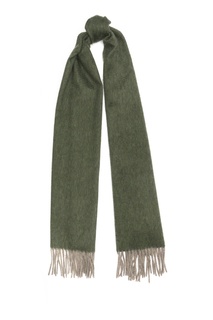 Темно-зеленый шарф с длинной бахромой Isaia