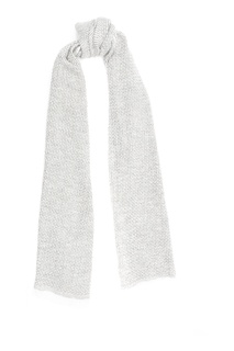 Светло-серый кашемировый шарф с узором в полоску Isaia