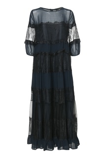 Черное макси-платье с кружевом Marina Rinaldi