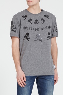 Серая футболка с черепами Philipp Plein