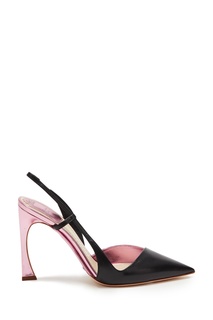 Черные туфли с розовым каблуком Dior