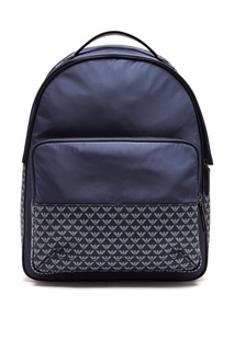 Синий рюкзак с логотипным принтом Emporio Armani