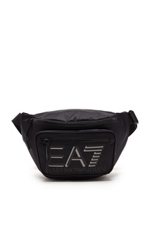 Черная поясная сумка с крупным логотипом Emporio Armani