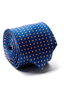 Синий шелковый галстук с мелким принтом Silvio Fiorello