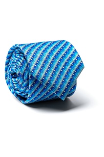 Сине-бирюзовый шелковый галстук с принтом Silvio Fiorello