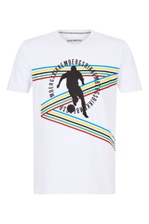 Белая футболка с рисунком и логотипом Bikkembergs