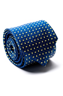 Синий галстук с желтым абстрактным принтом Silvio Fiorello