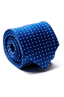Синий галстук с белым абстрактным принтом Silvio Fiorello
