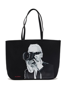 Черная сумка-тоут с портретом Karl Lagerfeld