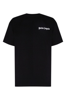 Черная футболка с белым логотипом на груди Palm Angels