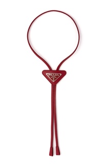 Красный кожаный галстук с логотипом Prada