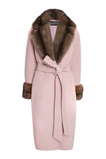 Розовое кашемировое пальто с мехом куницы Dreamfur