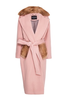Розовое пальто из кашемира с мехом куницы Dreamfur