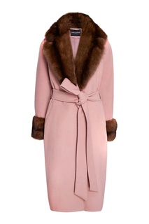 Розовое пальто из кашемира с мехом соболя Dreamfur