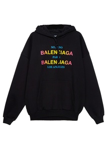 Хлопковое худи с логотипами Balenciaga
