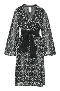 Черное фатиновое пальто с вышивкой Marina Rinaldi
