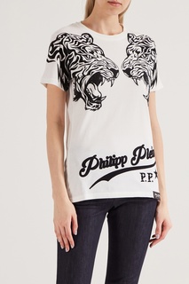 Белая футболка с тиграми Philipp Plein