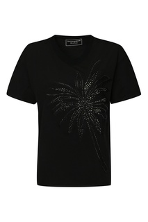 Черная футболка с кристальным декором Ermanno Scervino