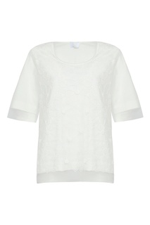 Белая футболка с цветочной вышивкой Marina Rinaldi
