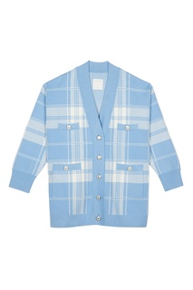 Бело-голубой клетчатый кардиган Sandro