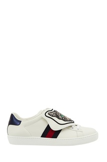 Белые кроссовки с пайетками Gucci