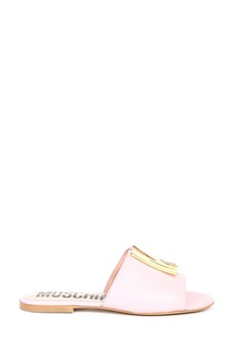 Розовые мюли с логотипом Moschino