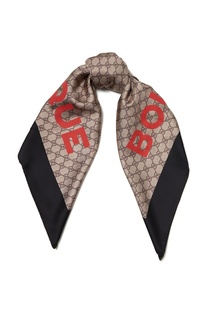 Коричневый шелковый платок Gucci