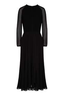 Черное платье миди из гладкого трикотажа Laroom