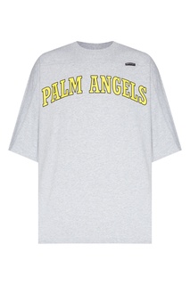 Серая футболка с желтым логотипом Palm Angels