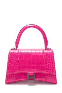 Розовая сумка из тисненой кожи Hourglass Small Balenciaga