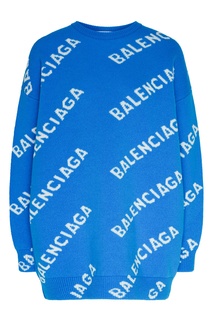 Бело-голубой жаккардовый джемпер Balenciaga