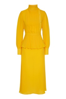 Желтое шелковое платье миди Alessandra Rich