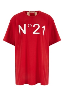 Красная хлопковая футболка с логотипом No21