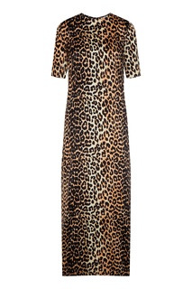 Леопардовое платье из шелка Ganni
