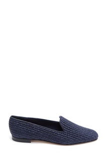 Синие лоферы из рафии Dipla Raffia Manolo Blahnik