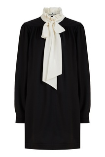 Черное платье-мини с контрастным воротником Laroom