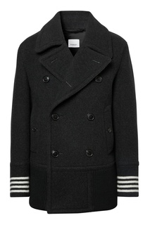 Шерстяной бушлат с контрастными манжетами Burberry
