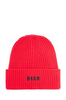 Красная шапка с логотипом Msgm