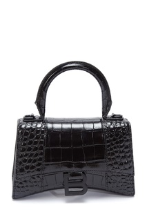 Черная сумка из кожи Hourglass XS Balenciaga