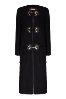 Черное пальто с золотистыми пряжками Gucci