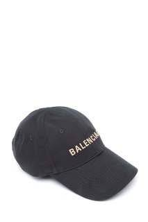 Черная кепка с бежевым принтом Balenciaga