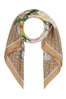 Шелковый платок с цветочным принтом и монограммами Burberry