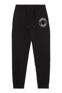 Черные хлопковые брюки с графичным логотипом Burberry