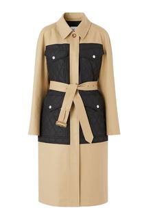 Пальто из габардина со стегаными вставками Burberry