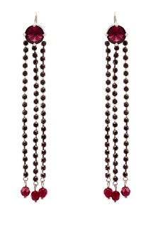 Серьги-подвески с бордовыми кристаллами Miu Miu