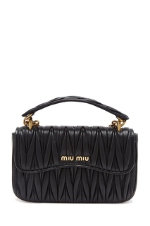 Черная кожаная сумка с отделкой Miu Miu